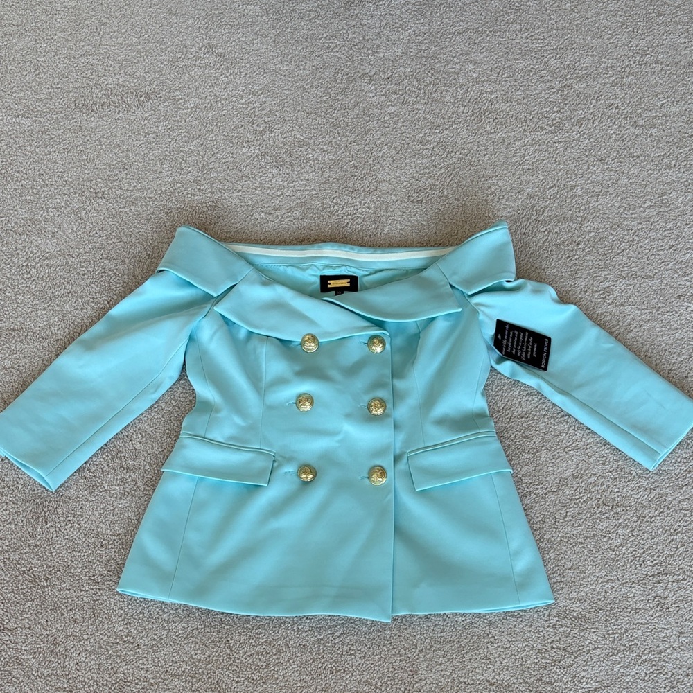 Aqua Blazer with Gold Buttons - Picture 2 of 8